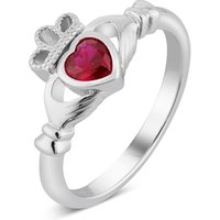 Argento Silver Garnet Red CZ Claddagh Ring - 56