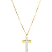 Over and Over Gold 14k Stainless Steel Mother of Pearl Cross Necklace - Gold