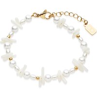 Over and Over Gold 14k Stainless Steel Pearl Bracelet - Gold
