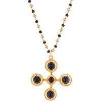 August Woods Gold Beaded Black Cross Necklace - 40cm