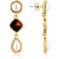 August Woods Gold Tortoiseshell Pearl Earrings - Gold