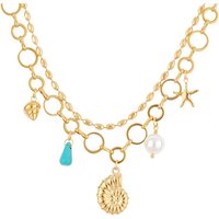 Over and Over Gold 14k Stainless Steel Shell Charm Necklace