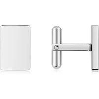 Over & Over Silver Men's Stainless Steel Plain Engravable Cufflinks - Silver