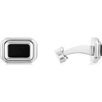Over & Over Silver Men's Stainless Steel Black Agate Cufflinks - Silver