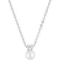Argento Silver Kids Natural CZ Pearl Necklace - Silver