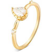 Argento Gold Pear Halo Bezel Ring - 52