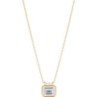 Argento Gold Rectangle Bezel CZ Necklace - Gold