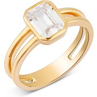 Argento Gold Rectangle CZ Bezel Double Ring - 58