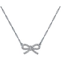 Ted Baker Silver Ribah Crystal Ribbon Bow Necklace - Silver