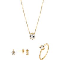 Argento Gold White Topaz Solitaire Gift Set