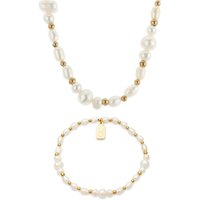 Over & Over Gold Stainless Steel Multi Pearl Gift Set - Gold