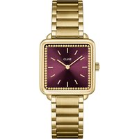 CLUSE Gold Tetragone Wine Crystal Watch - Gold