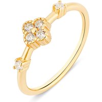 Argento 14k Gold Plated CZ Clover Ring - 58