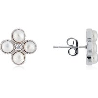 Argento Silver Pearl Clover Stud Earrings - Silver