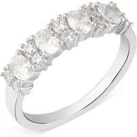 Argento Silver Oval Baguette CZ Row Ring - 52