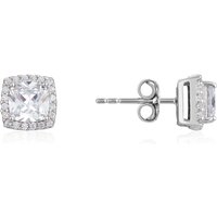 Argento Silver Diamond Halo Stud Earrings - Silver