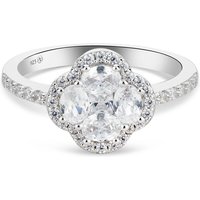 Argento Silver Halo Clover Ring - 52