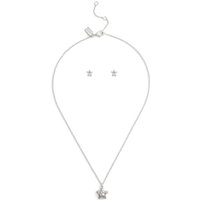 Coach Silver Star Crystal Boxed Studs and Necklace Set - Silver