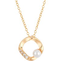 August Woods Gold CZ Molten Circle Pearl Necklace - Gold