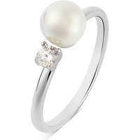 August Woods Silver Adjutable Pearl CZ Ring - Silver