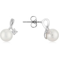 August Woods Silver Pearl CZ Stud Earrings - Silver