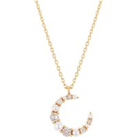 August Woods Gold Crescent Pearl Moon Necklace - 40cm