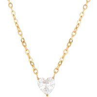 Over and Over Gold 14K Plated Heart CZ Necklace - 40cm