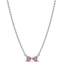 Pandora Silver Pink Bow Pendant Necklace
