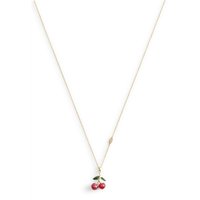 Coach Gold Enamel Green Red Cherry Necklace - 45cm
