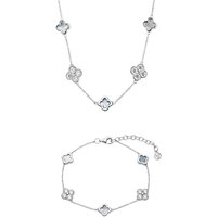Argento Silver Multi Clover Mother of Pearl Gift Set - Silver