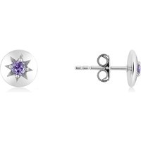 Argento Silver Birthstones February Amethyst Earrings - Silver
