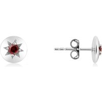 Argento Silver Birthstones January Garnet Earrings - Silver
