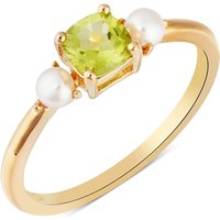 Argento Gold Round Pearl Peridot Ring - 56