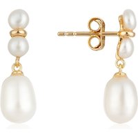 Argento Gold Three Pearl Drop Earrings - Gold