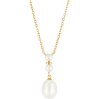 Argento Gold Three Pearl Drop Necklace - Gold