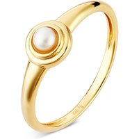 Argento Gold Bezel CZ Pearl Ring - 58