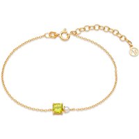 Argento Gold Round Pearl Peridot Bracelet - Gold