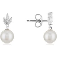 Argento Silver Floral Marquise Pearl Earrings - Silver