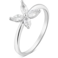 Argento Silver Marquise Flower Ring - 52