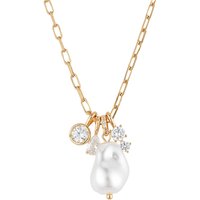 August Woods Gold CZ Pearl Charm Necklace - Gold