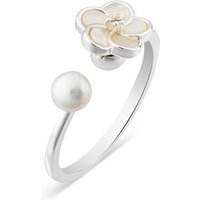 August Woods Silver Freshwater Mother of Pearl Flower Ring - Silver