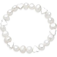 August Woods Silver Freshwater Pearl Stetch Heart Bracelet - Silver