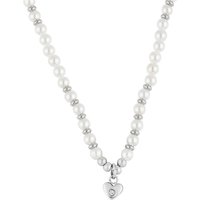 Over and Over Silver Stainless Steel Mini Heart Pearl Necklace - 39.5cm