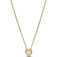 Pandora Gold Engravable Heart Halo Collier Necklace - 45cm