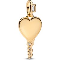 Pandora Gold Engravable Heart Key Pendant