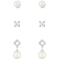 Argento Silver Drop Pearl Earring Stack - Silver