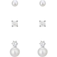 Argento Silver Pearl CZ Earring Stack - Silver