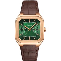 CLUSE Rose Gold Quadrus Multifunction Green Leather Watch - Gold