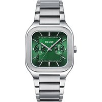 CLUSE Silver Quadrus Multifunction Green Watch - Silver