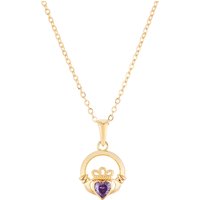 Argento Gold February Amethyst Claddagh Birthstone Necklace - 40cm